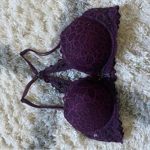 Maroon Lace PINK Bra 34C